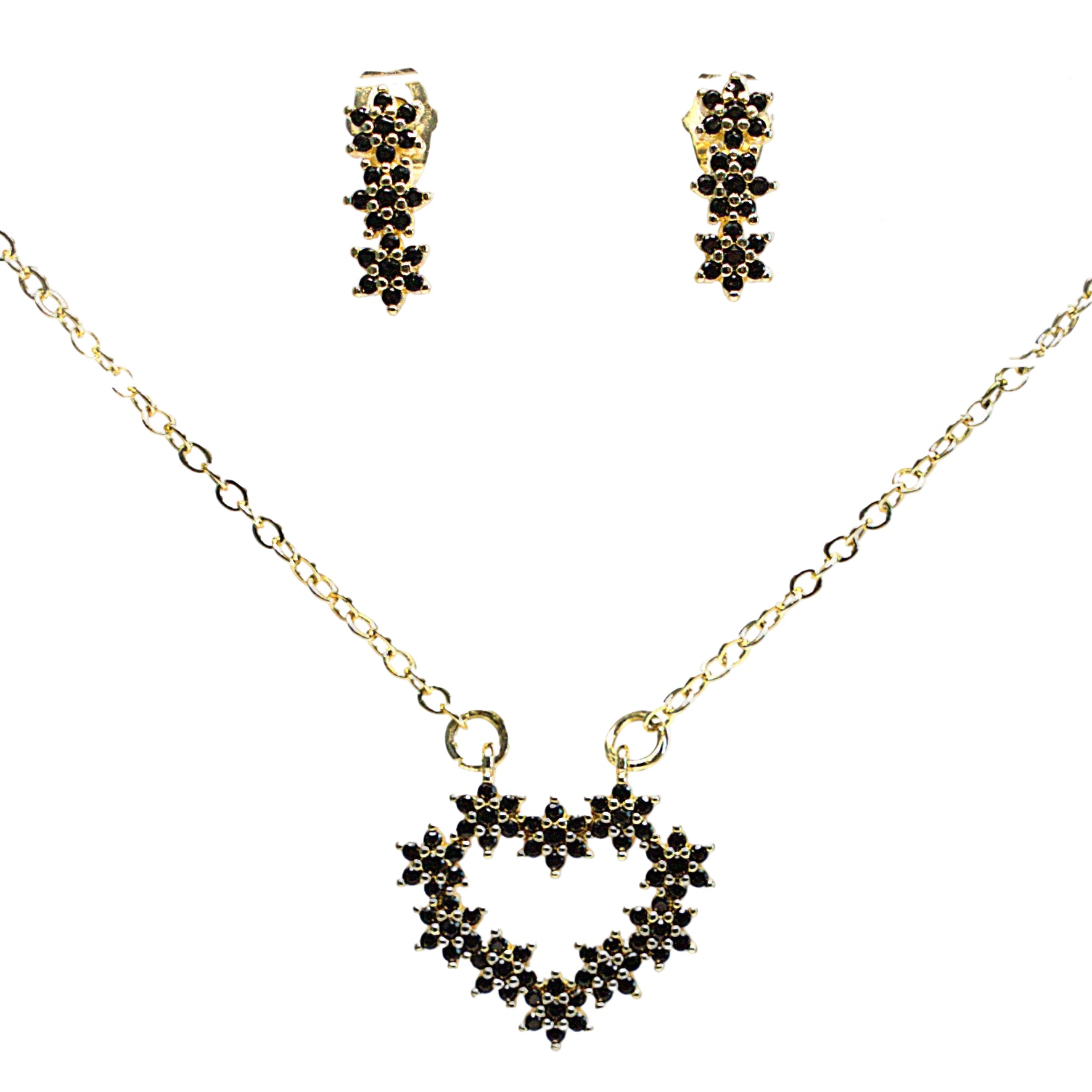 Set lănțișor și cercei damă, placate cu aur 18k