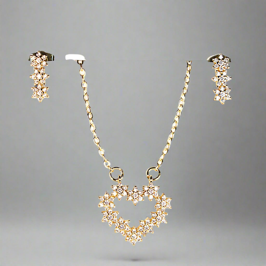 Set lănțișor și cercei damă, placate cu aur 18k