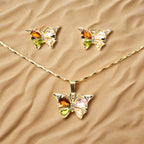 Set lănțișor și cercei damă, placate cu aur 18k