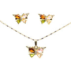 Set lănțișor și cercei damă, placate cu aur 18k