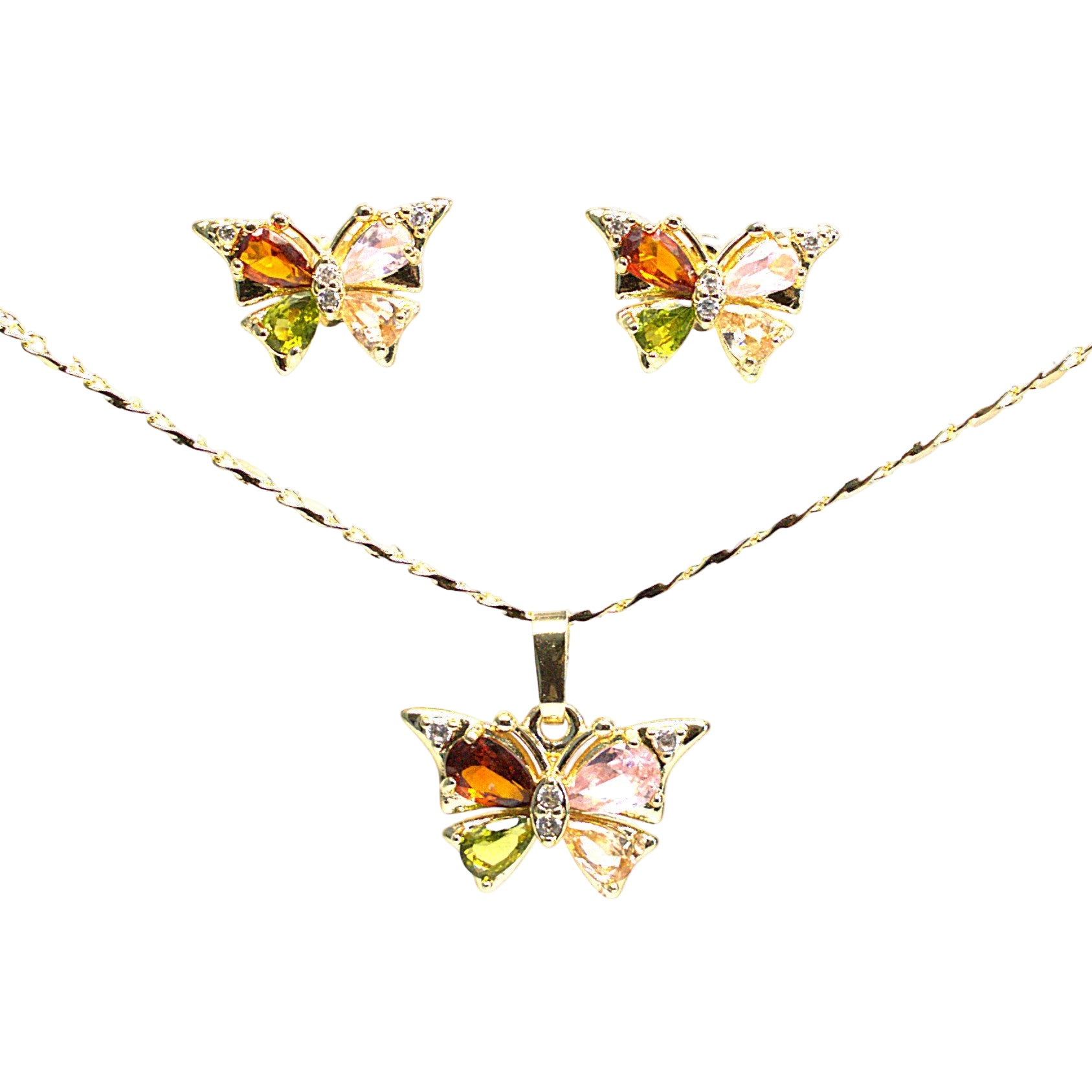 Set lănțișor și cercei damă, placate cu aur 18k