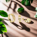 Set elegant inel și cercei damă, placate cu aur 18k