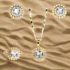 Set bijuterii damă cu lănțișor, cercei și inel placate cu aur 18k