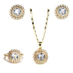 Set bijuterii damă cu lănțișor, cercei și inel placate cu aur 18k