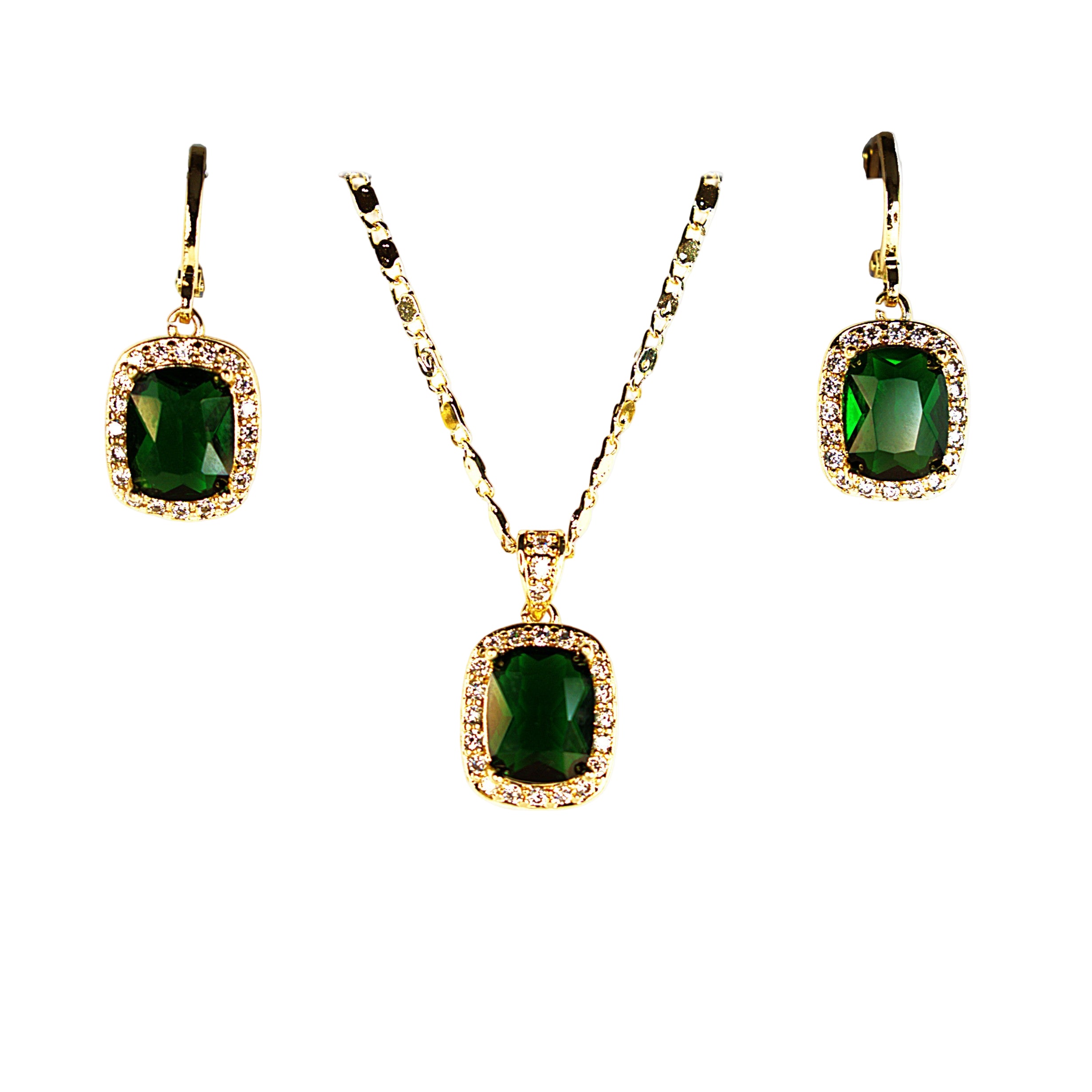 Set lănțișor și cercei damă, placate cu aur 18k