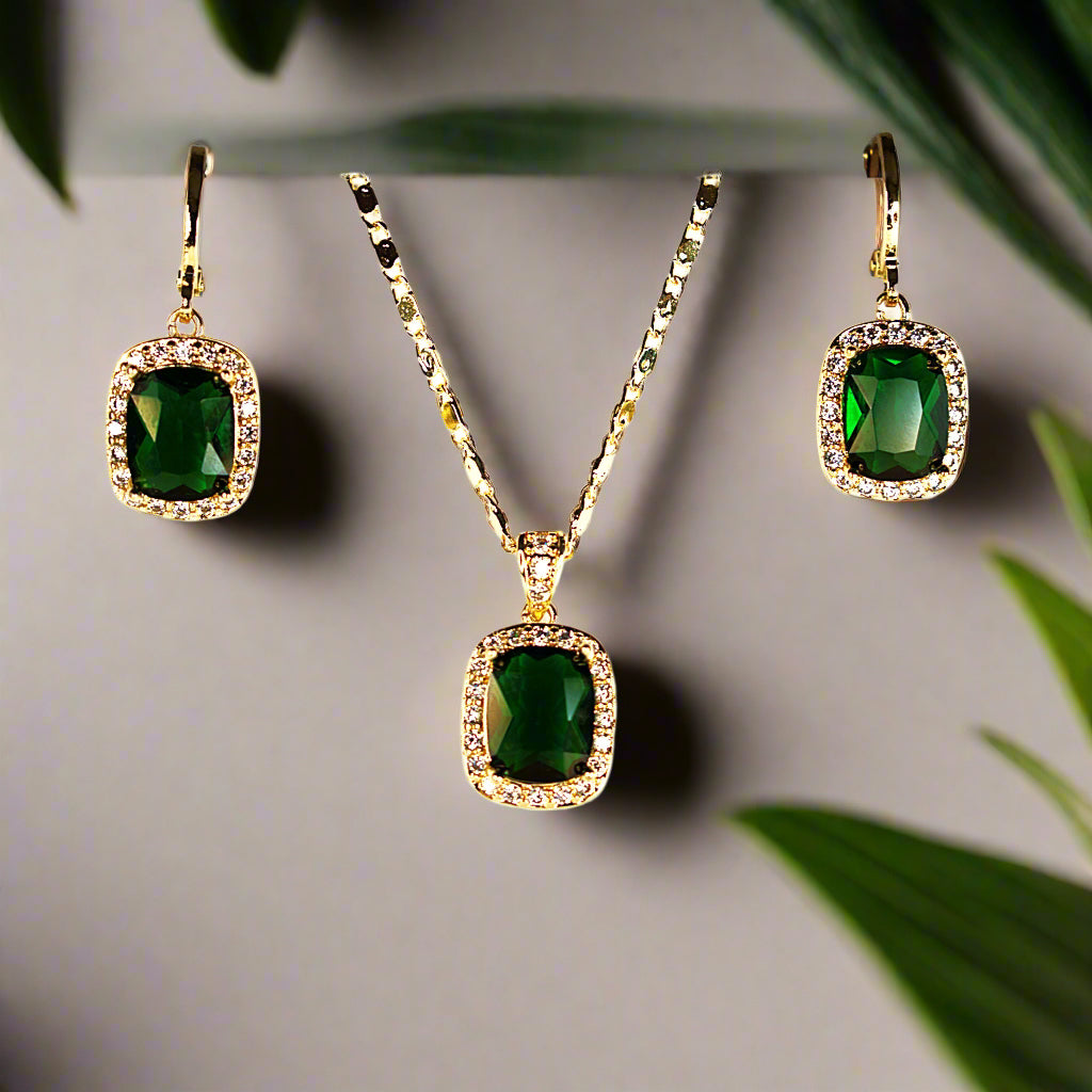 Set lănțișor și cercei damă, placate cu aur 18k