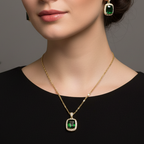 Set lănțișor și cercei placate cu aur 18k - Green Princess